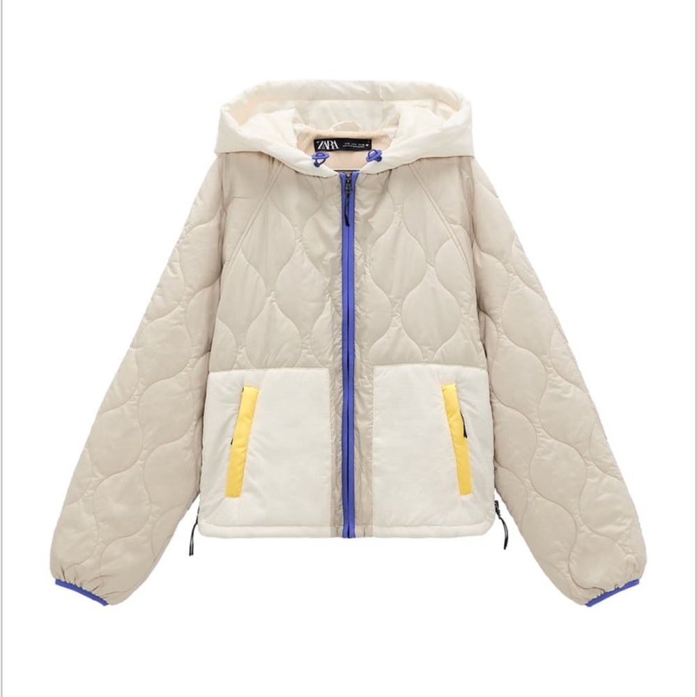 Zara ECRU puffer jacket Large